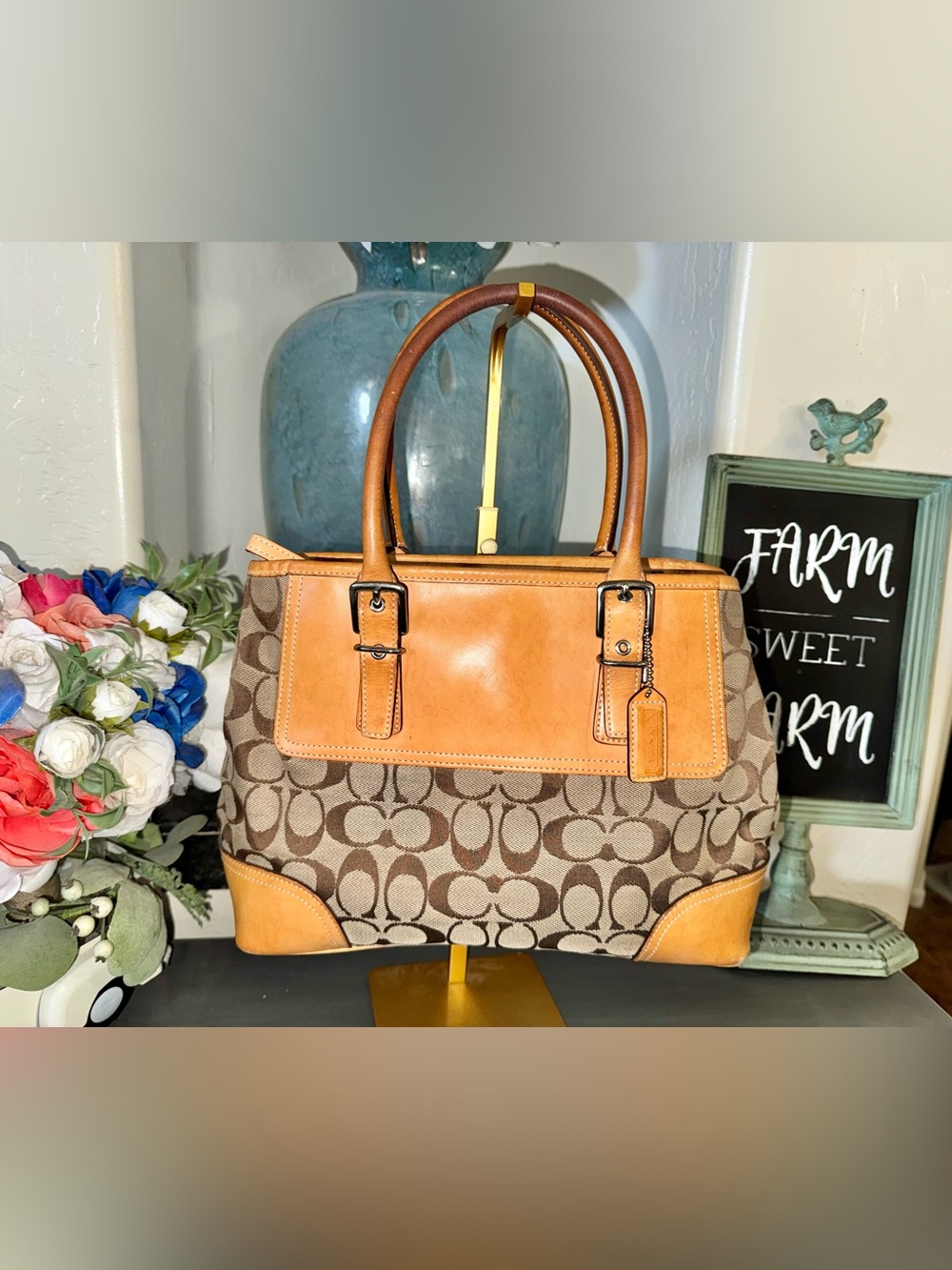 Coach Hampton Signature C top zip carryall Satchel 2004 Vintage - EUC - Picture 2 of 16